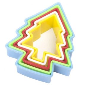 Multi Coloured Xmas Tree Fondant Cookie Cutter Set